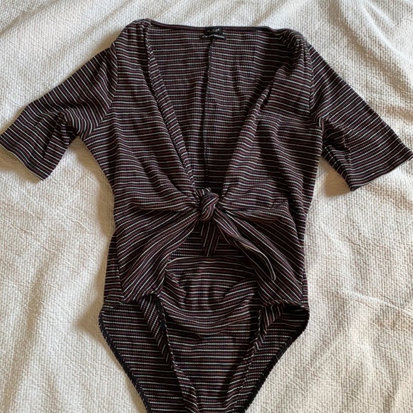 Urban Outfitters Striped Tie front bodysuit - Picture 1 of 2